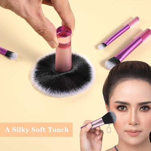 10 Pcs Mini Makeup Brush Set with Pouch Portable Travel Size Makeup Brushes Professional Small Eyeshadow Eye Lipstick Foundation Brush for Women Girls Brushes Blush Powder Eye Shadow