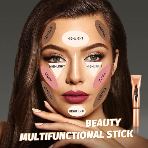 3 Pcs  Multifunctional Beauty Stick, Liquid Highlighter, Blush, Contour with Cushion Applicator (02#+04#+06#)